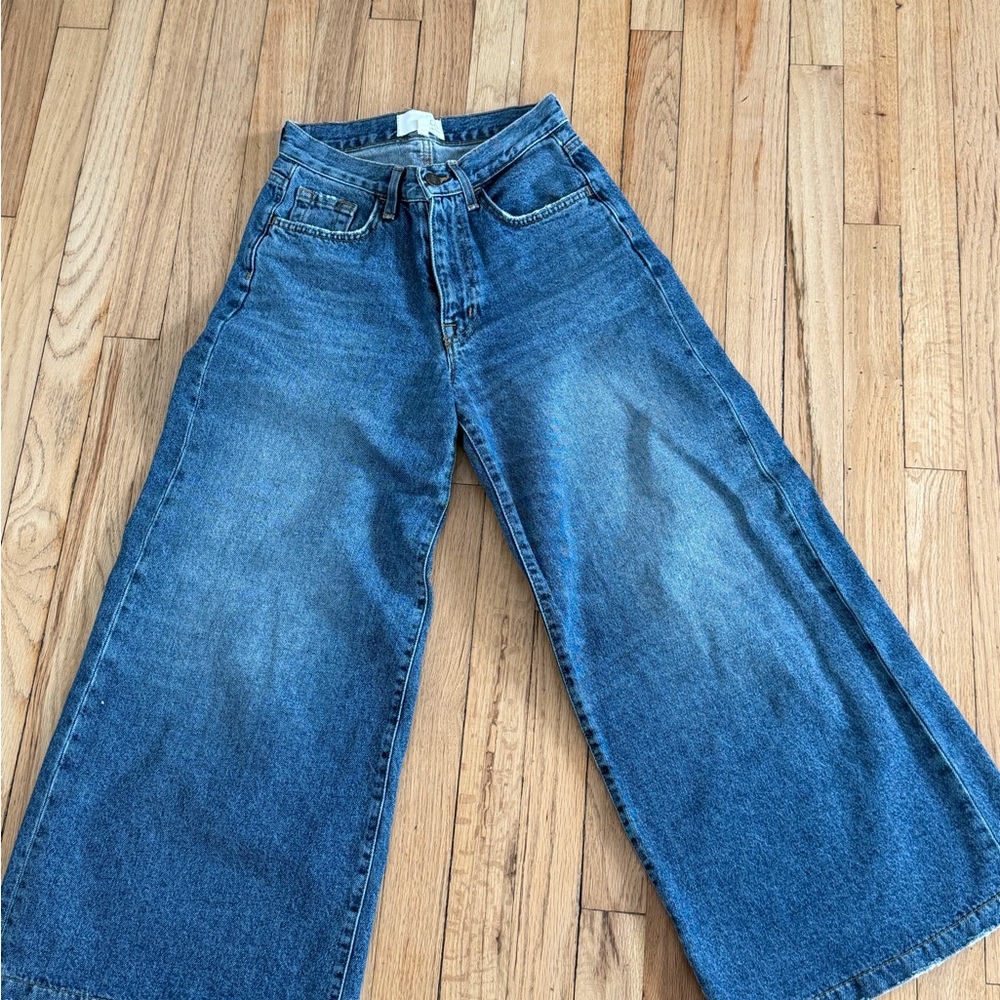 Current/Elliott Flare Wide-Leg Jeans in Blue